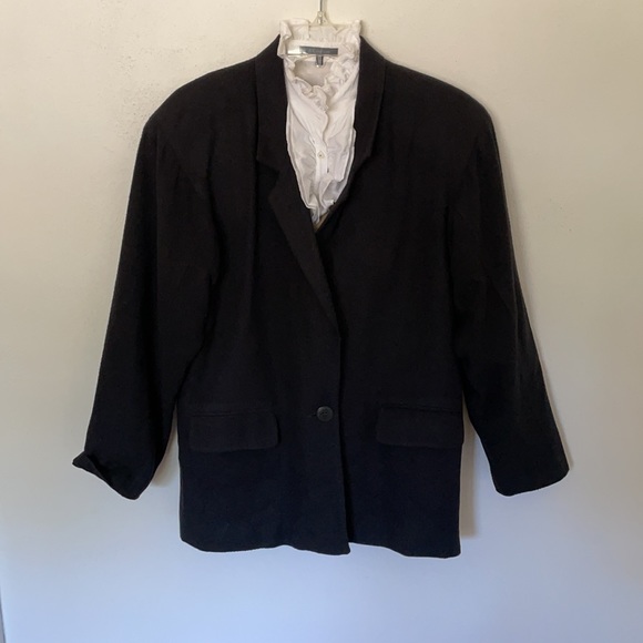 Vintage Adolfo Black Wool Blend Oversized Blazer - Picture 3 of 8